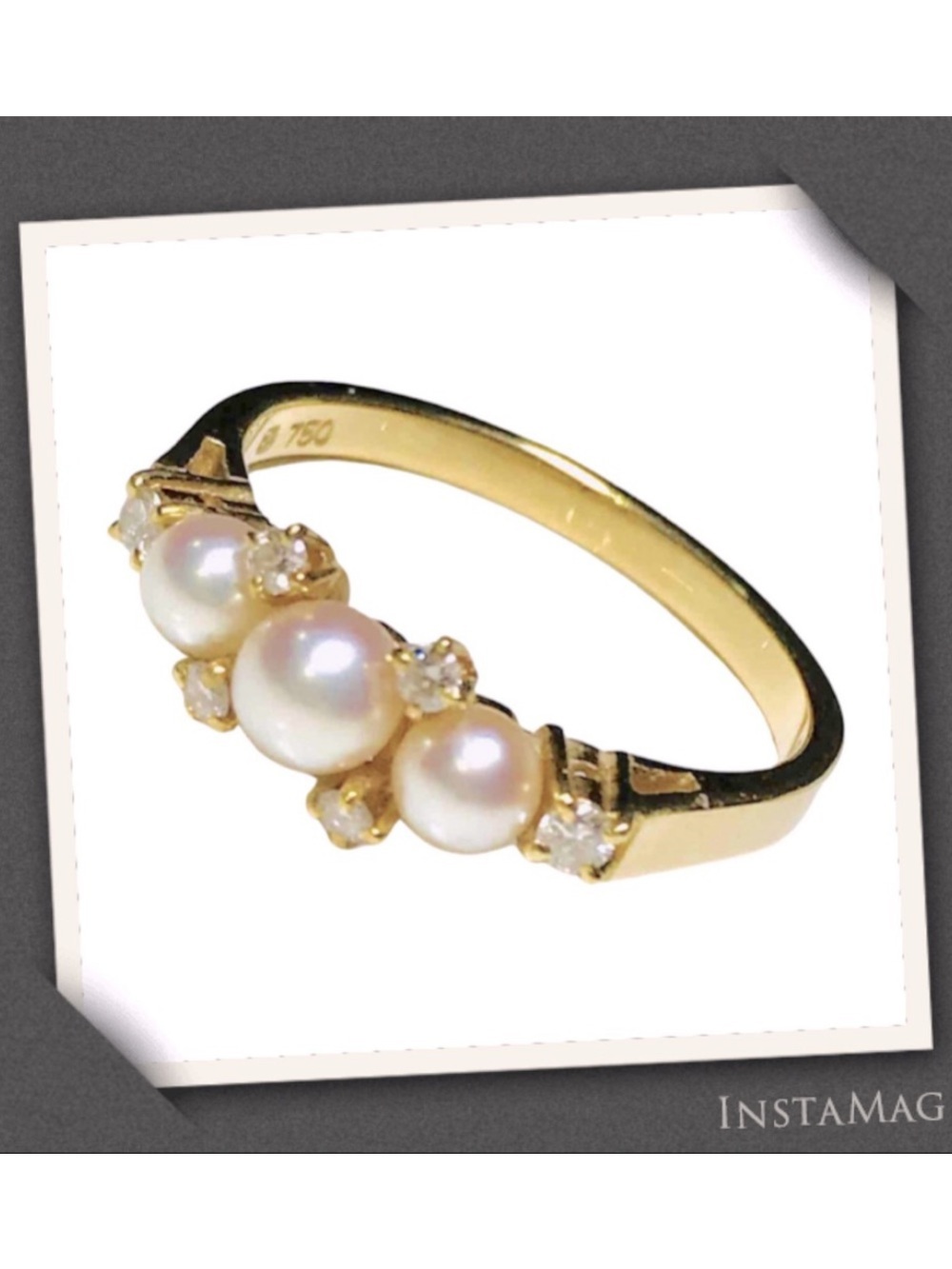 MIKIMOTO Akoya Pearl & Diamond 18KT Gold Ring